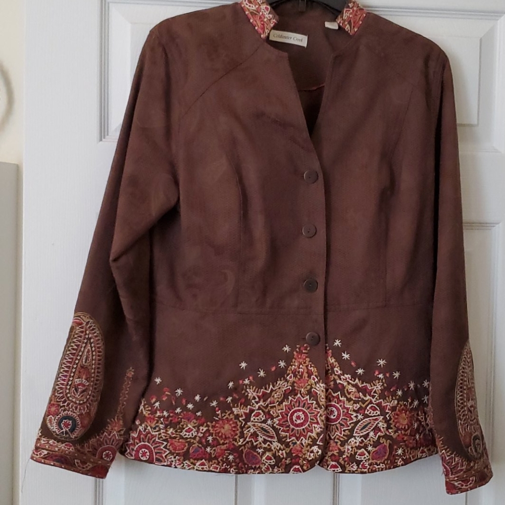 Coldwater Creek brown embroidered jacket
